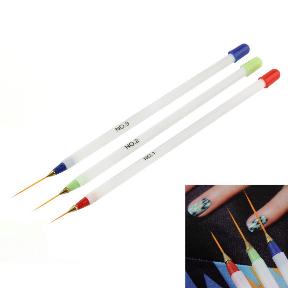 3pcs/set Nail Art Design DIY Drawing Painting Striping Nail Gel Pen Nail Art Brushes Set Dotting Tools Drop Shipping Wholesale - ebowsos