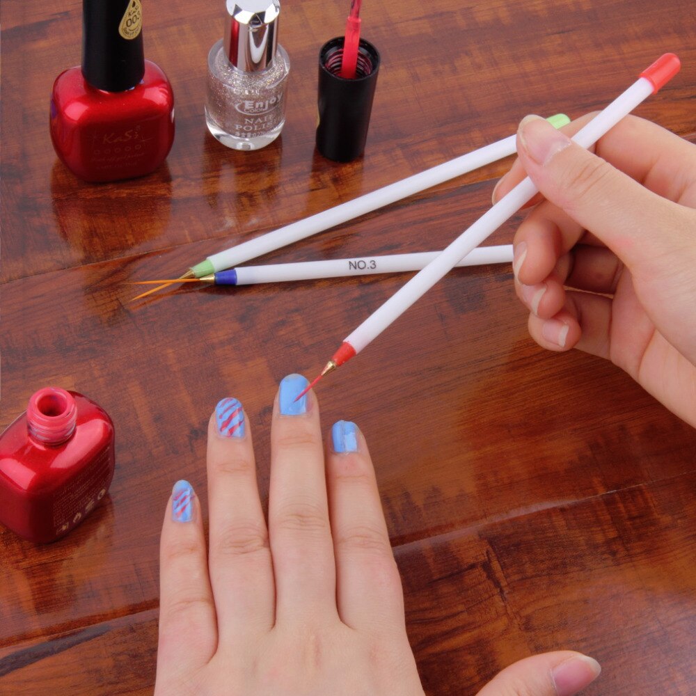 3pcs/set Nail Art Design DIY Drawing Painting Striping Nail Gel Pen Nail Art Brushes Set Dotting Tools Drop Shipping Wholesale - ebowsos