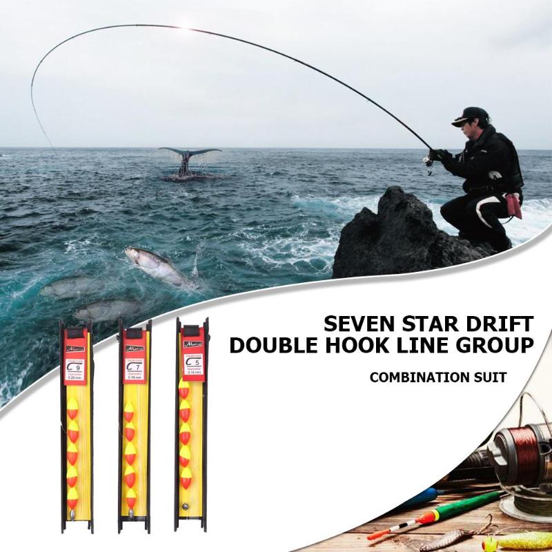 3sets/lot Fishing Seven Floats Drift Fishing Line Double Hook Line Groups-ebowsos