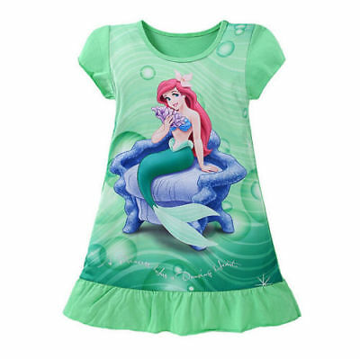 4-10Y Mermaid Girls Princess Ariel Dress Cartoon Summer Short Sleeve Party Snow White Sofia Kids Dress Up Costume Fantasy Dress - ebowsos