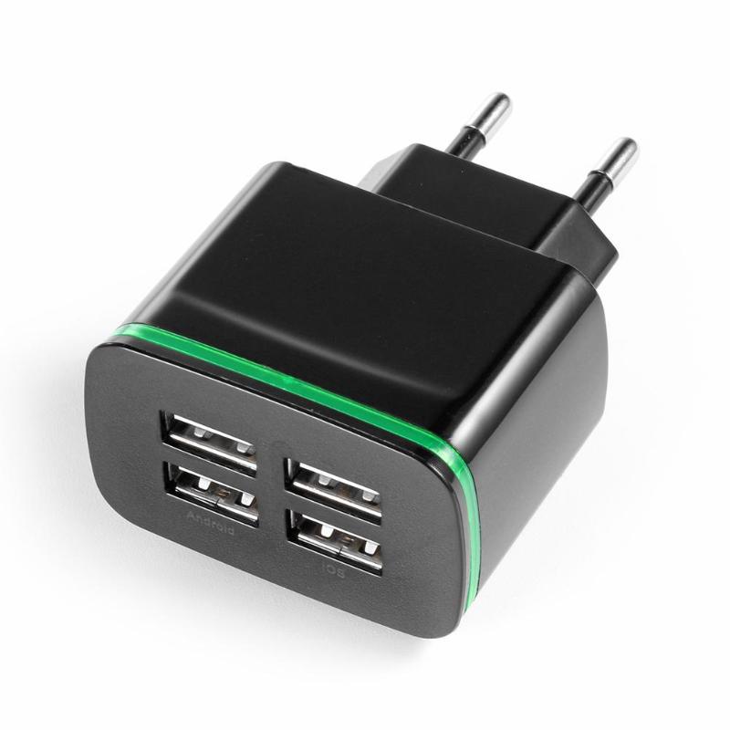 4-Ports Mobile Phone Universal 5V 4A Fast Charging USB Charger Travel Wall Adapter EU Plug High Quality USB Charger Hot Sale - ebowsos