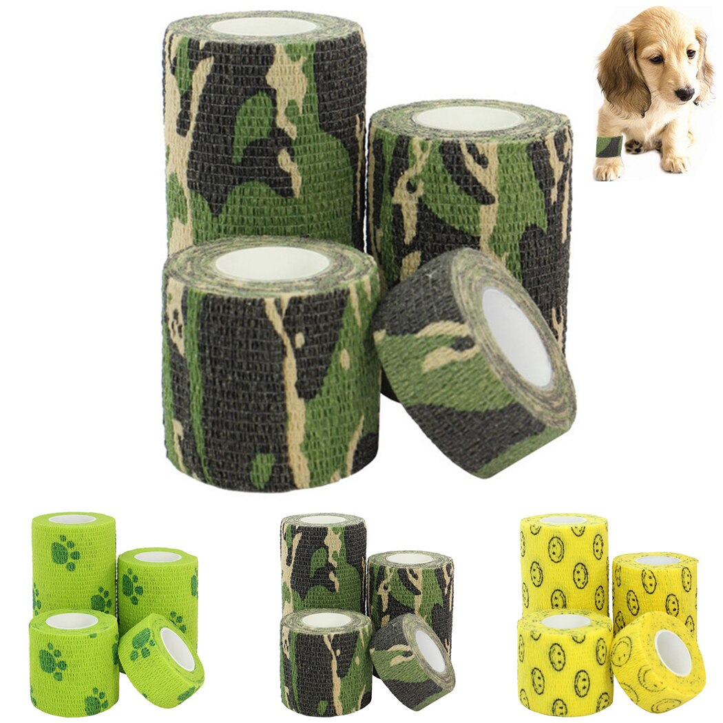 4 Rolls Cute Printed Vet Wrap Creative High Elastic Breathable Non-Woven Self Adhesive Wrap Pet Bandage For Cat Dog Pet Supplies-ebowsos