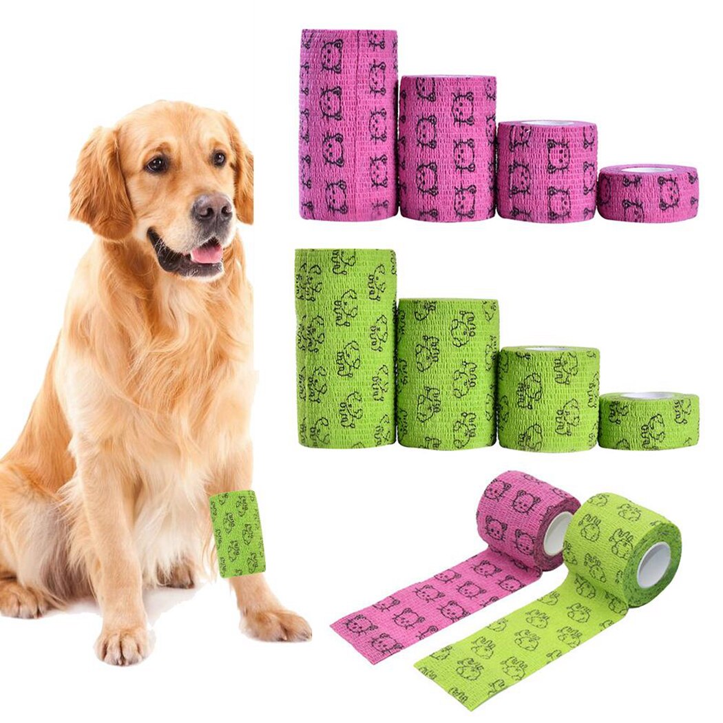 4 Rolls Highly Elastic And Breathable Cat Pet Printing Bandage Vet Wrap Elastic Breathable Self Adhesive Wrap Cohesive Bandage-ebowsos