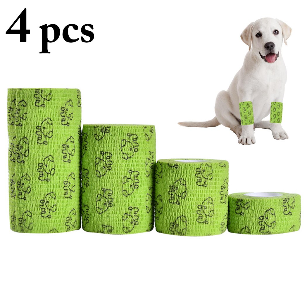 4 Rolls Highly Elastic And Breathable Cat Pet Printing Bandage Vet Wrap Elastic Breathable Self Adhesive Wrap Cohesive Bandage-ebowsos