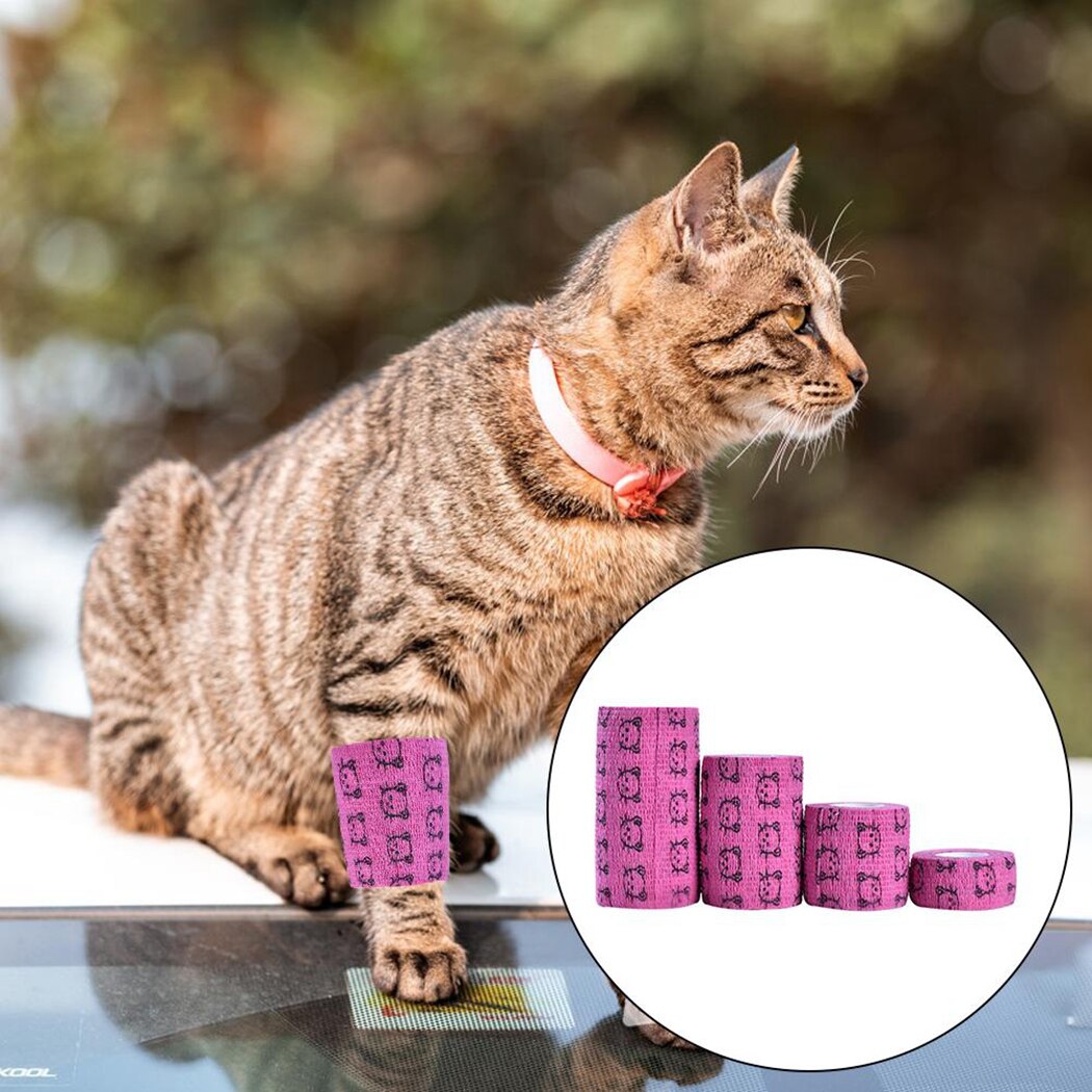 4 Rolls Highly Elastic And Breathable Cat Pet Printing Bandage Vet Wrap Elastic Breathable Self Adhesive Wrap Cohesive Bandage-ebowsos