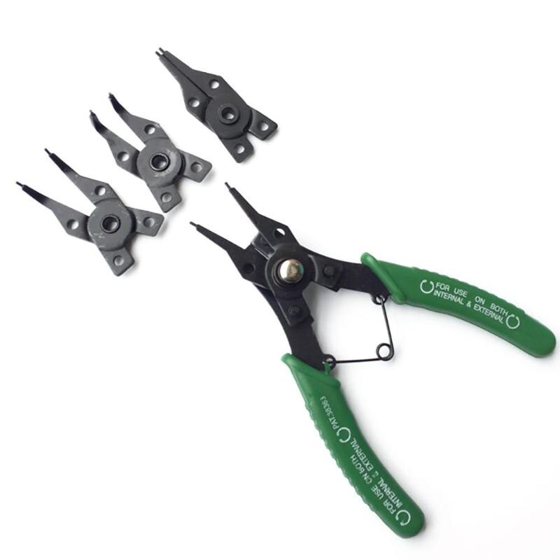 4 in 1 Multifunction 7 inch Circlip Snap Plier 4 Headed Fastener Puller - ebowsos