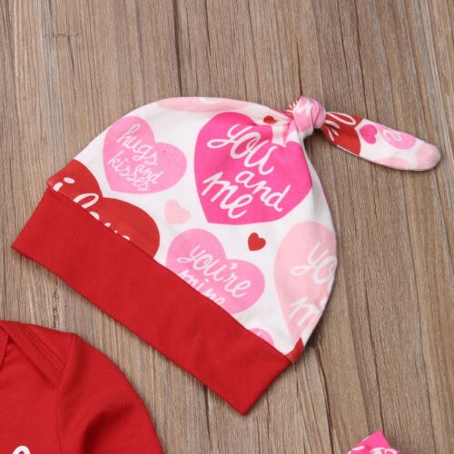 4 pcs Baby Girls Pants Set Newborn Infant Toddler Letter Romper Arrow Heart Pants Hats Headband Clothes - ebowsos