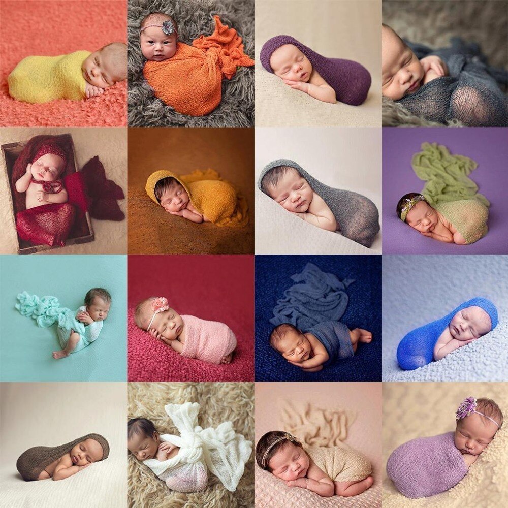 40*150cm Baby Photography Props Blanket Wraps Stretch Knit Wrap Newborn Photo Wraps Soft-ebowsos