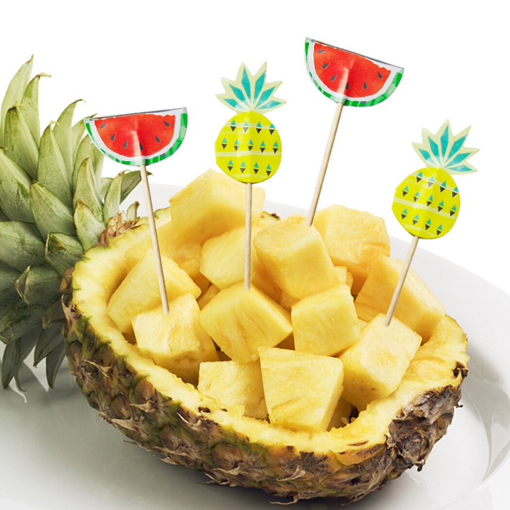 40PCS Cute Fruit Fork Watermelon Pineapple Shape Paper Cup Cake Sign Card Birthday Party Adult Party Decoration Insertion Card-ebowsos