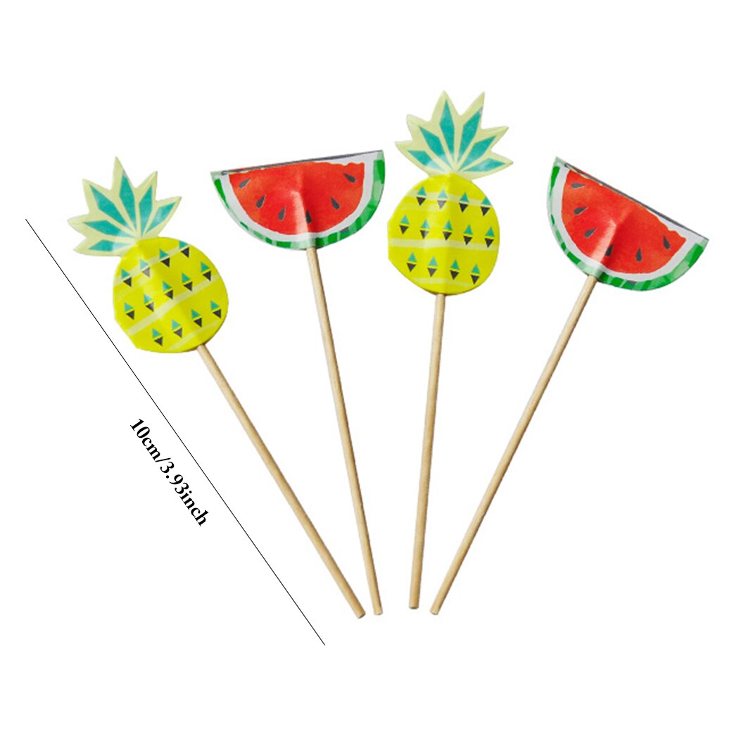 40PCS Cute Fruit Fork Watermelon Pineapple Shape Paper Cup Cake Sign Card Birthday Party Adult Party Decoration Insertion Card-ebowsos