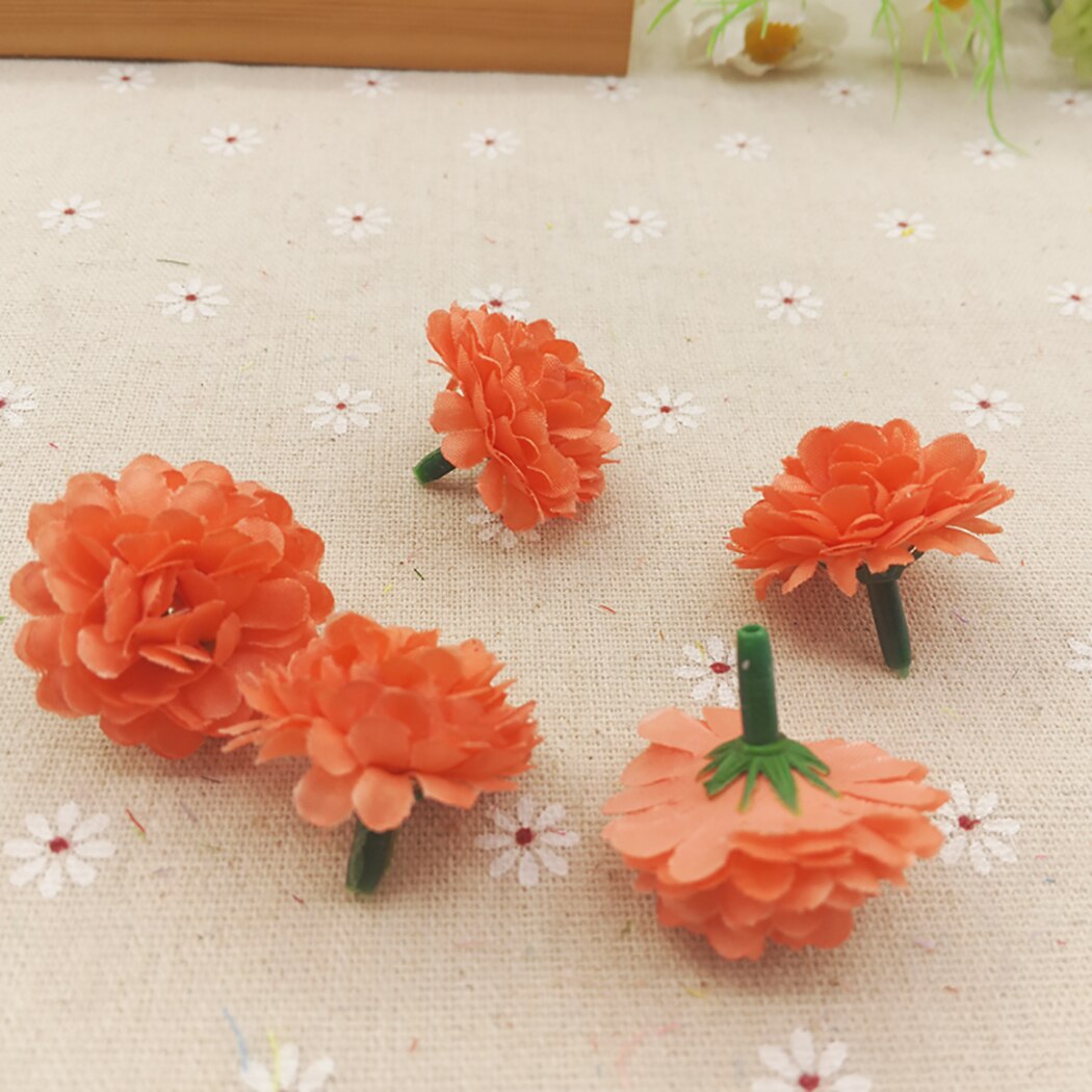 40PCS Small Carnation Flower Head Wreath Material Wedding Candy Box Accessories DIY Simulation Silk Flower Photo Wall Decoration-ebowsos