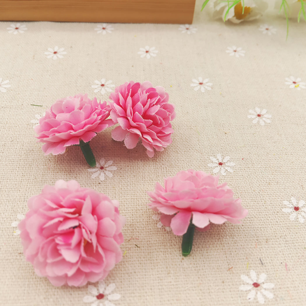 40PCS Small Carnation Flower Head Wreath Material Wedding Candy Box Accessories DIY Simulation Silk Flower Photo Wall Decoration-ebowsos