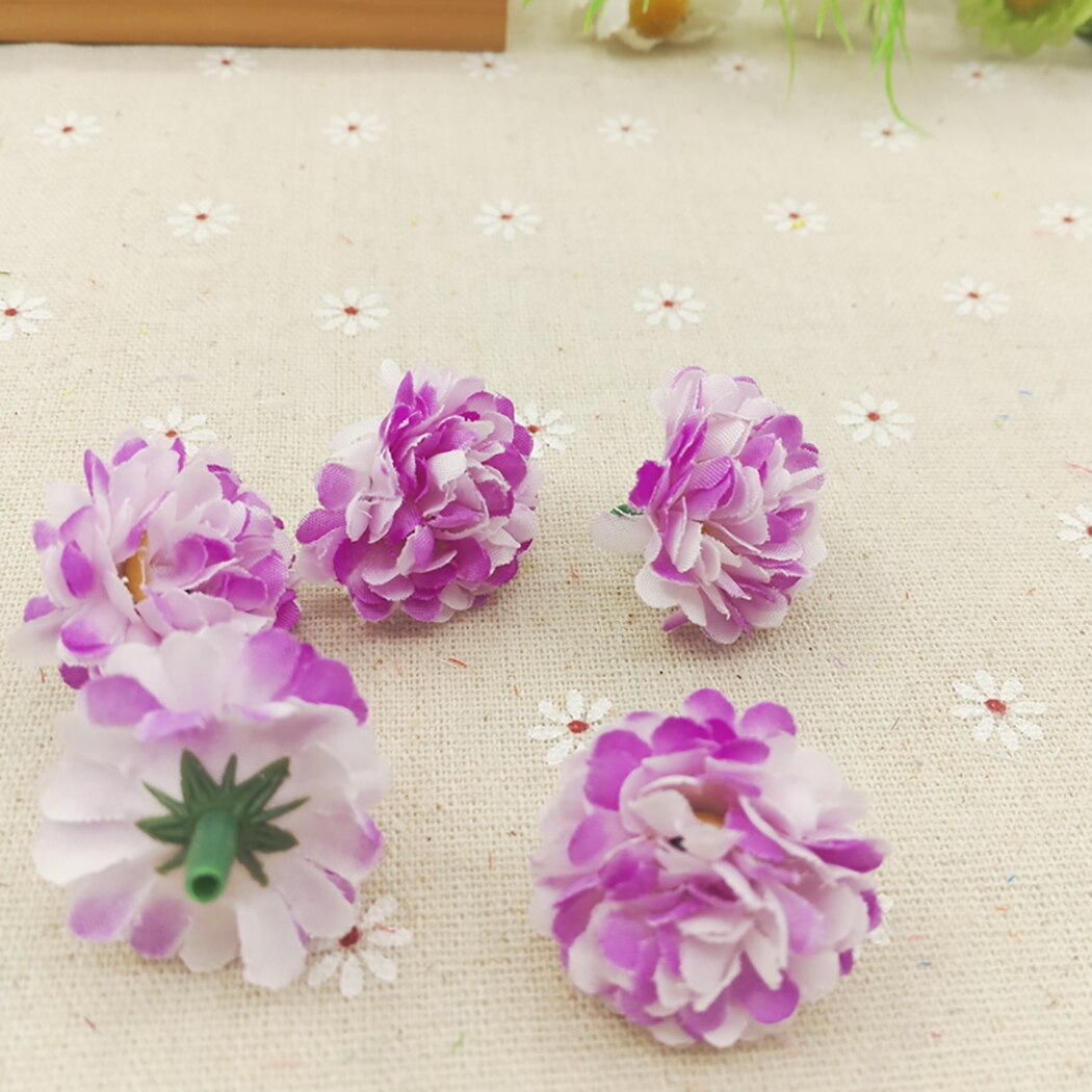 40PCS Small Carnation Flower Head Wreath Material Wedding Candy Box Accessories DIY Simulation Silk Flower Photo Wall Decoration-ebowsos