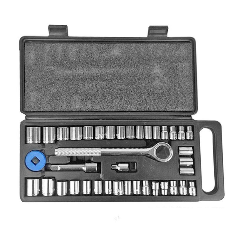 40pcs Mechanics Socket Wrench Set Sleeve Spanner Extension Bar Metric British Combination Tool Kit Professional Car Tools - ebowsos