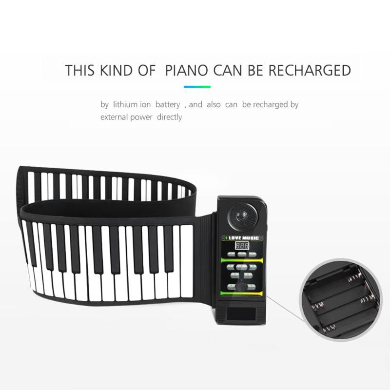 49/61/88-key Roll Up Piano Flexible Silicone Roll-Up Piano Folding Keyboard for Children Student Musical Instrument DropShipping-ebowsos