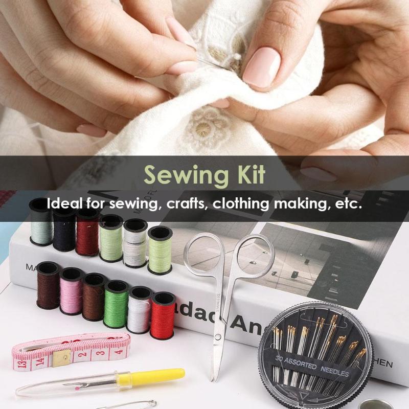 49pcs Portable Travel Household Sewing Kits Kitting Needles Thread Tools - ebowsos