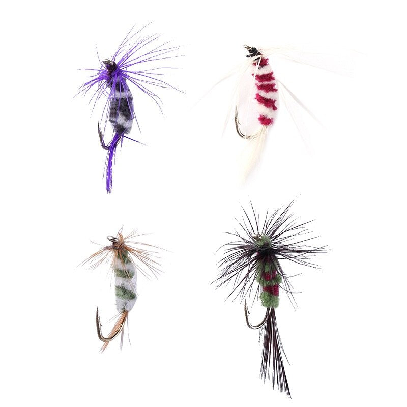 4PCS Fishing Lures Baits Insect Feather Shaped Metal Fishing Lure Fishing Bait Tackle With Single Treble Hooks Carp Tools-ebowsos