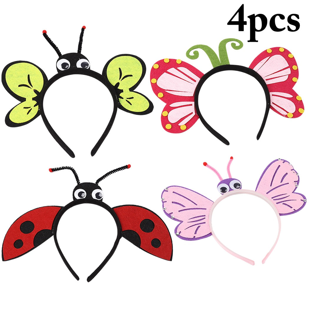 4PCS Hawaii Party Cute Butterfly Ladybug Children's Headband Dance Party Headband Holiday Performance Props For Kids-ebowsos