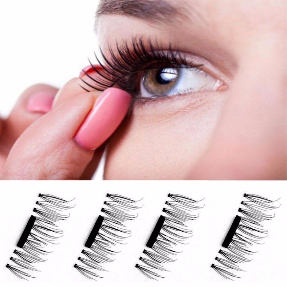 4PCS/lot Lightweight Natural Thick Eye Lashes 3D Magnetic Eyelashes Durable Thick False Eyelashes Makeup Tool Eyelash Extension - ebowsos