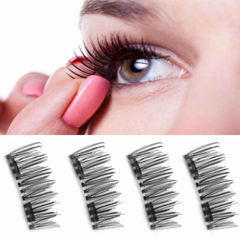 4PCS/lot Lightweight Natural Thick Eye Lashes 3D Magnetic Eyelashes Durable Thick False Eyelashes Makeup Tool Eyelash Extension - ebowsos