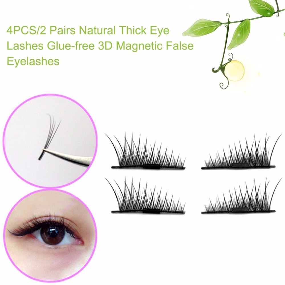 4PCS/lot Natural Thick Glue-free 3D Magnetic Eyelashes Long False Eyelashes Fake Eye lashes Beauty Makeup Tool Eyelash Extension - ebowsos