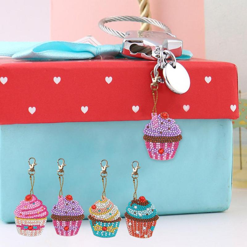 4Pcs/5Pcs Girls Women Handbag Hanging Diamond Keyring Cartoon DIY Diamond Key Ring Home Decoration Kit Drop Shipping hot - ebowsos