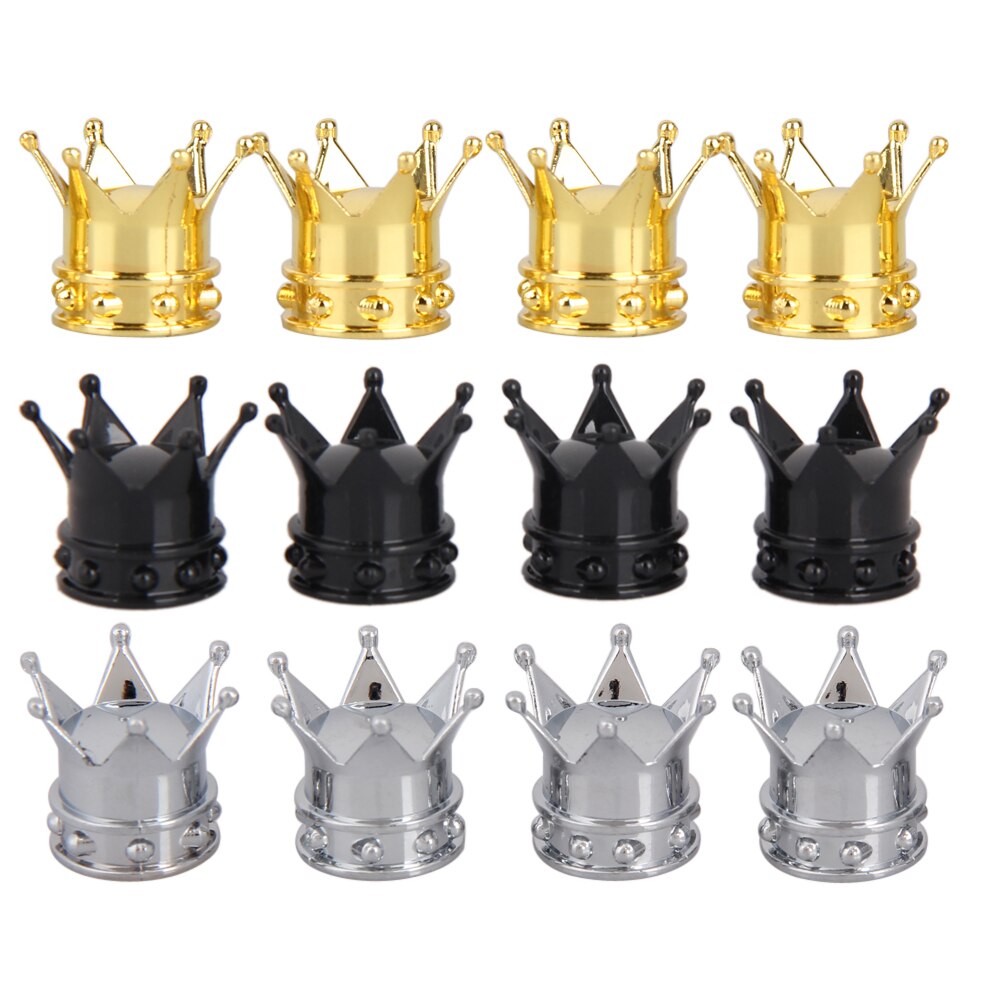 4Pcs Bicycle Tire Valve Caps Gold Crown Shaped Bike Tyre Wheel Stem Air Valve Cap Auto Truck Dustproof Airtight Caps Tyres Kits-ebowsos