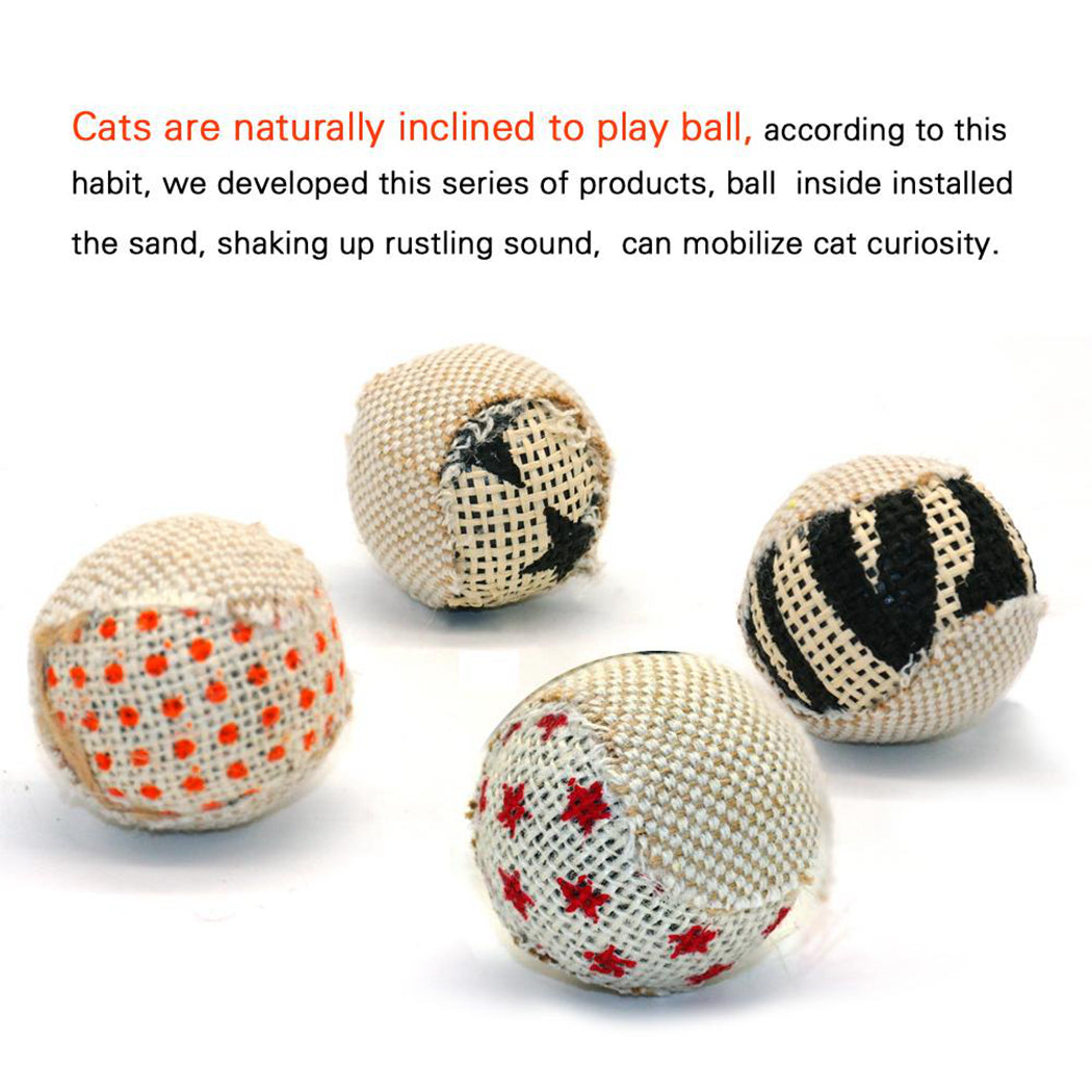 4Pcs/Set Canvas Ball Cat Ball Toy Creative Interactive Funny Canvas Cat Toy Kitten Toy Set Pet Supplies-ebowsos