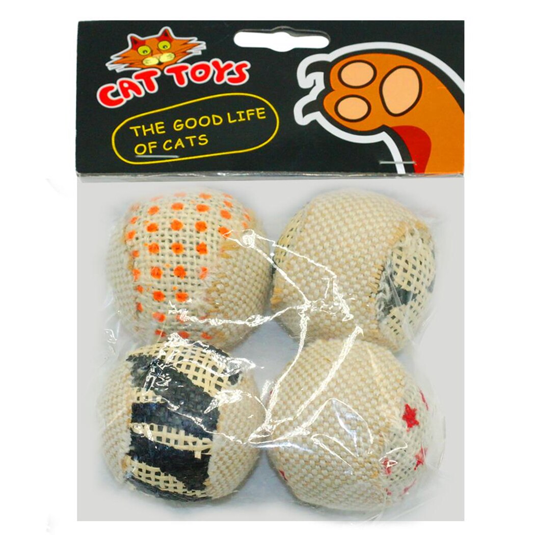 4Pcs/Set Canvas Ball Cat Ball Toy Creative Interactive Funny Canvas Cat Toy Kitten Toy Set Pet Supplies-ebowsos