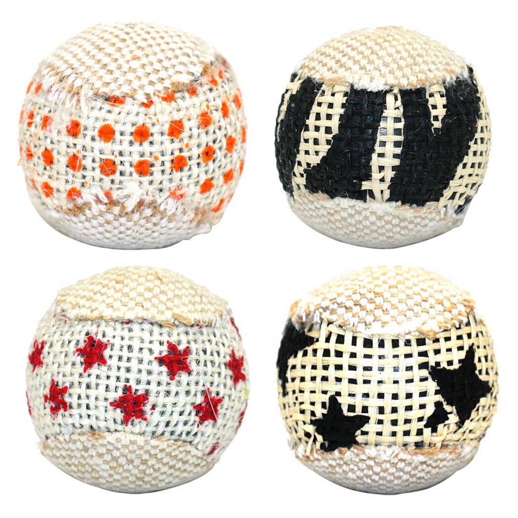 4Pcs/Set Canvas Ball Cat Ball Toy Creative Interactive Funny Canvas Cat Toy Kitten Toy Set Pet Supplies-ebowsos