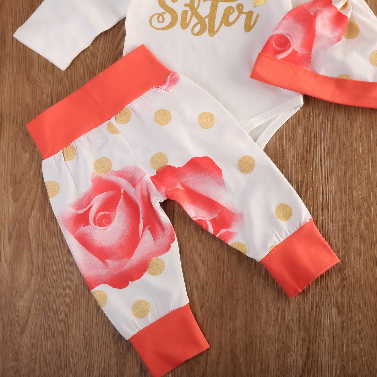 4Pcs Set Infant Baby Girls Flower Romper Long Pants Leggings Hat Outfits Clothes set - ebowsos