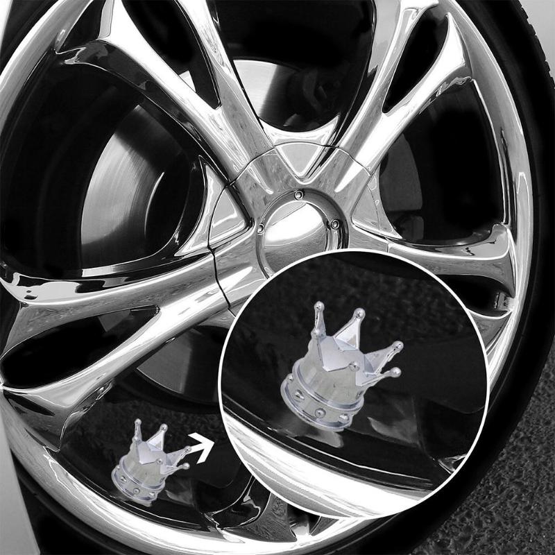 4Pcs/set Universal Crown Style Car Tire Air Valve Stem Caps Auto Wheel Stem Air Valve Dust Covers Motorcycle Car Accessories New - ebowsos