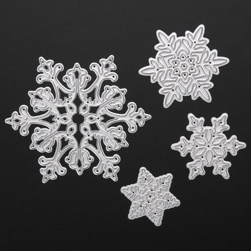 4pcs Christmas Snowflake Scrapbooking Album Paper Card Diary Hand Craft - ebowsos