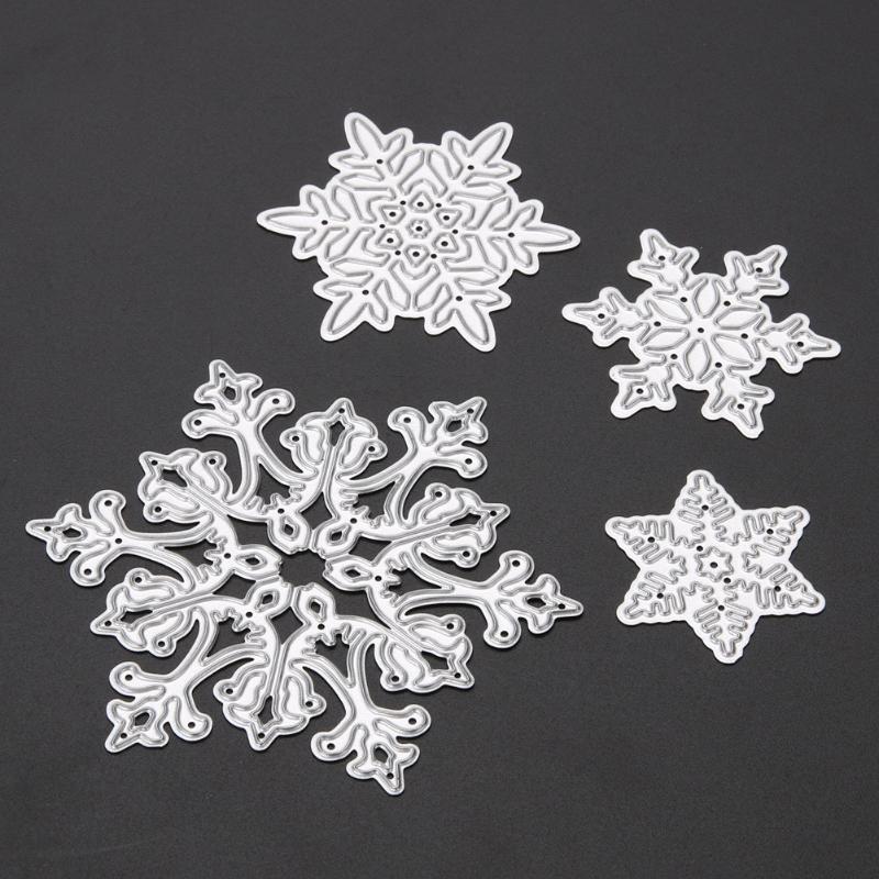 4pcs Christmas Snowflake Scrapbooking Album Paper Card Diary Hand Craft - ebowsos