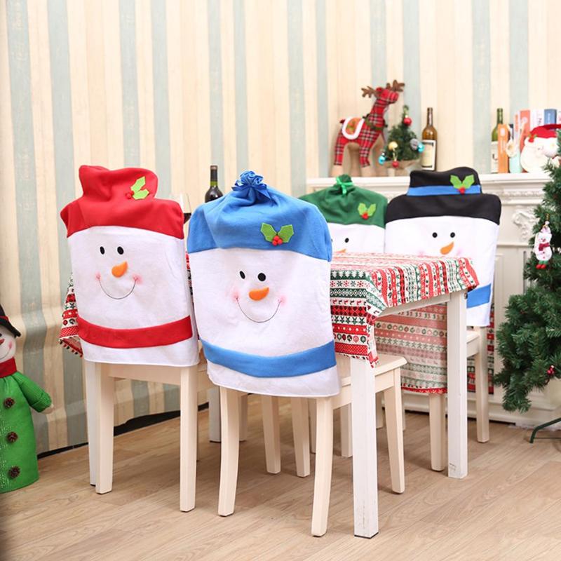 4pcs Christmas Snowman Chair Cover Set Xmas Table Decoration Supplies D4 - ebowsos