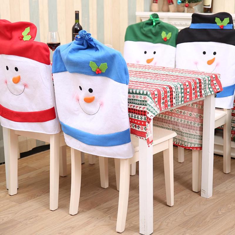 4pcs Christmas Snowman Chair Cover Set Xmas Table Decoration Supplies D4 - ebowsos