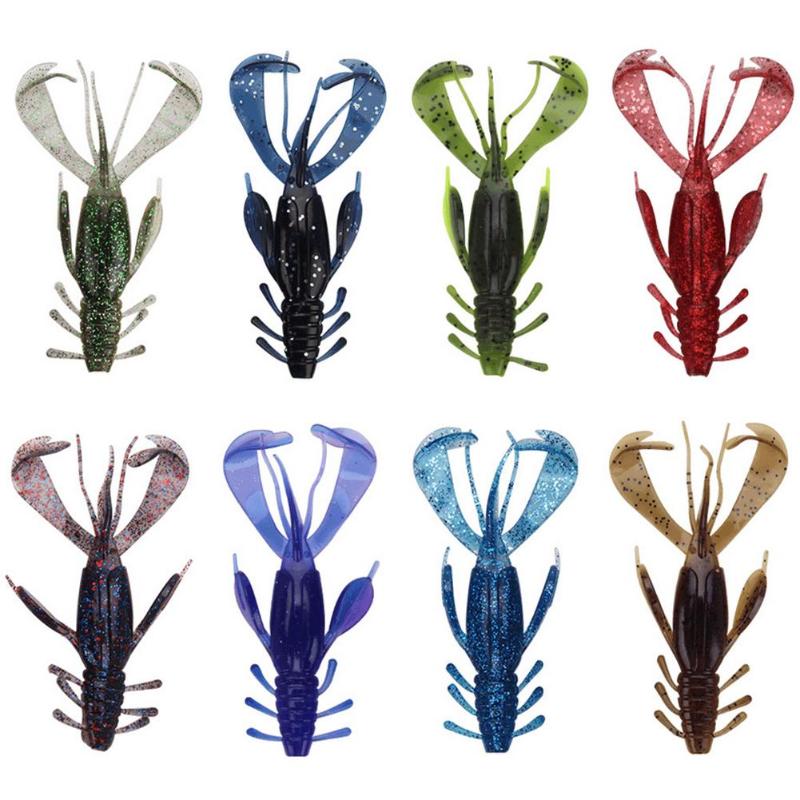 4pcs/Lot 10cm 10g Soft Fishing Lure Sequin Lobster Simulation Shrimp Baits PVC Simple Lobster-shaped Fishing Lures-ebowsos