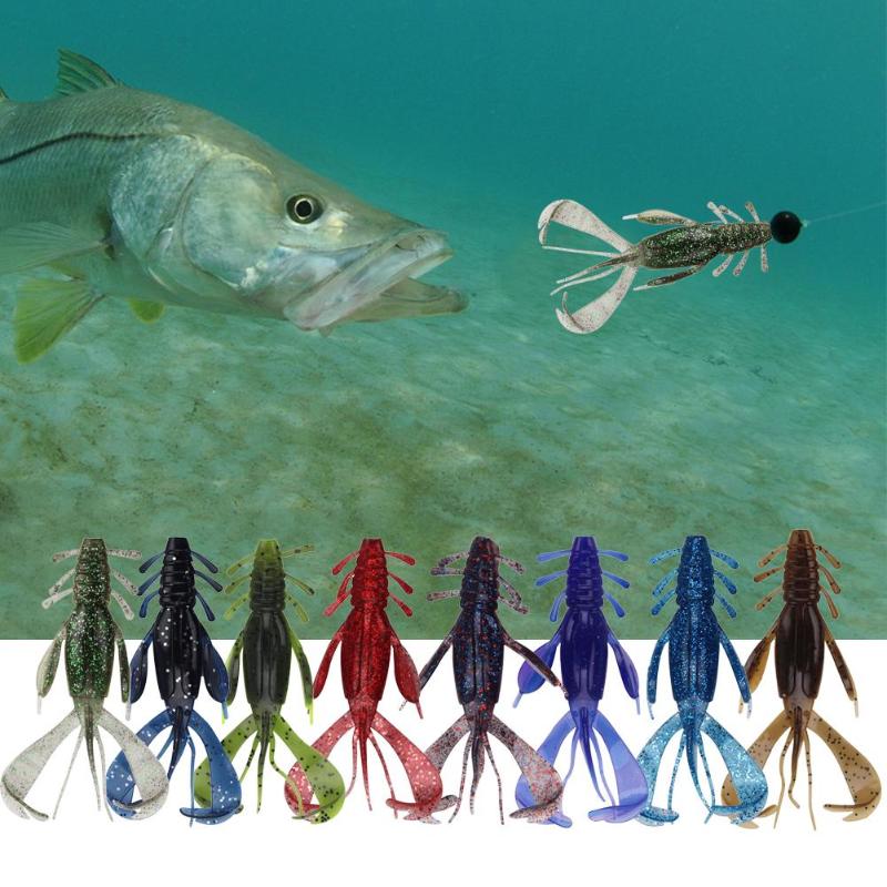 4pcs/Lot 10cm 10g Soft Fishing Lure Sequin Lobster Simulation Shrimp Baits PVC Simple Lobster-shaped Fishing Lures-ebowsos