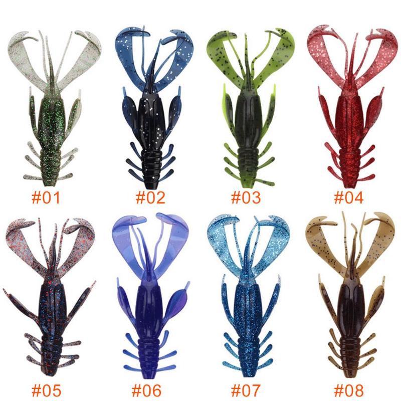 4pcs/Lot 10cm 10g Soft Fishing Lure Sequin Lobster Simulation Shrimp Baits PVC Simple Lobster-shaped Fishing Lures-ebowsos