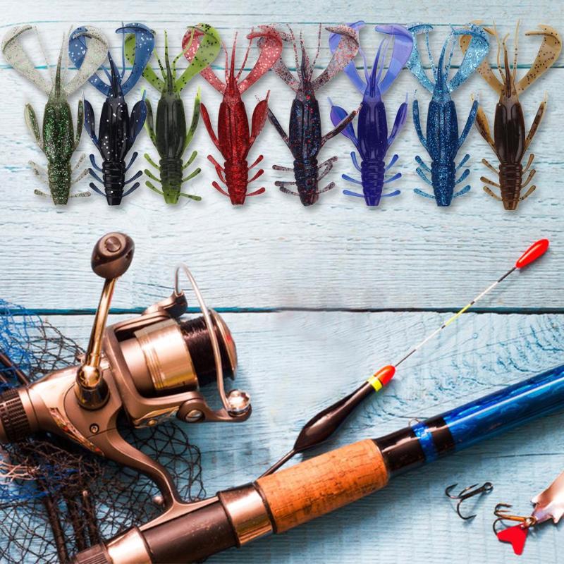 4pcs/Lot 10cm 10g Soft Fishing Lure Sequin Lobster Simulation Shrimp Baits PVC Simple Lobster-shaped Fishing Lures-ebowsos