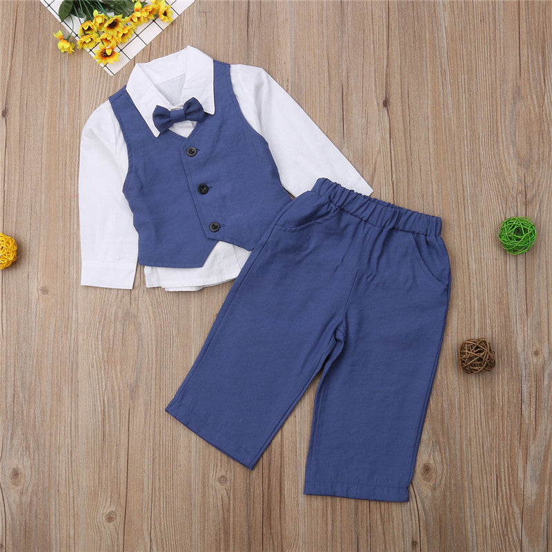 4pcs Toddler Baby Boys Gentleman Clothes Formal Party Tops T Shirt Pants Autumn Spring Formal Outfits - ebowsos