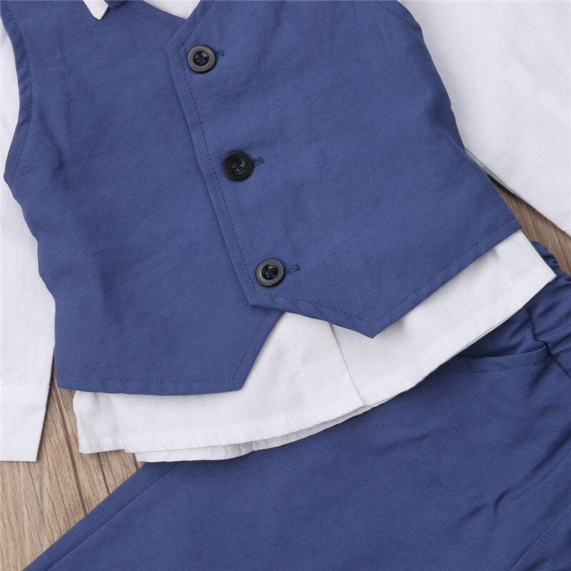 4pcs Toddler Baby Boys Gentleman Clothes Formal Party Tops T Shirt Pants Autumn Spring Formal Outfits - ebowsos