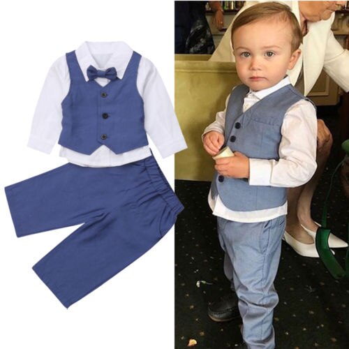 4pcs Toddler Baby Boys Gentleman Clothes Formal Party Tops T Shirt Pants Autumn Spring Formal Outfits - ebowsos