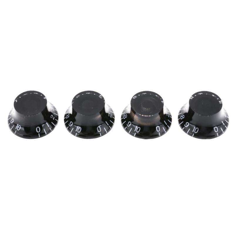 4pcs Transparent Acrylic Electric Guitar Bass Volume Knob Potentiometer Cap Guitar Parts & Accessories 17/26mm Black-ebowsos