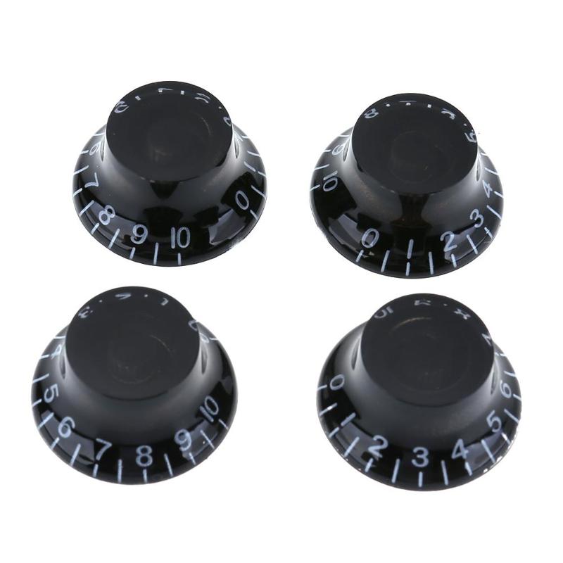 4pcs Transparent Acrylic Electric Guitar Bass Volume Knob Potentiometer Cap Guitar Parts & Accessories 17/26mm Black-ebowsos