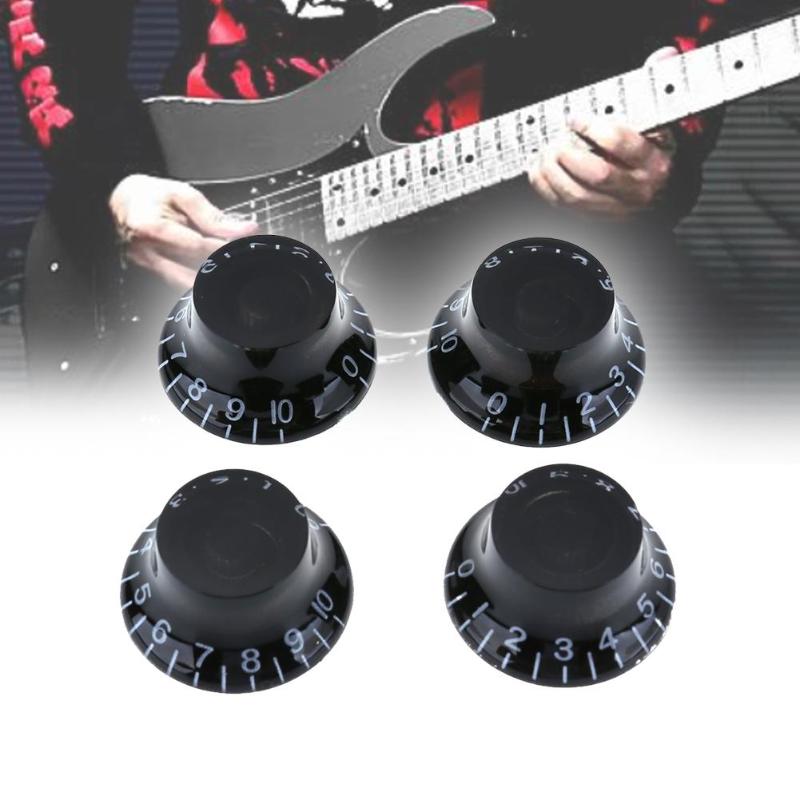 4pcs Transparent Acrylic Electric Guitar Bass Volume Knob Potentiometer Cap Guitar Parts & Accessories 17/26mm Black-ebowsos