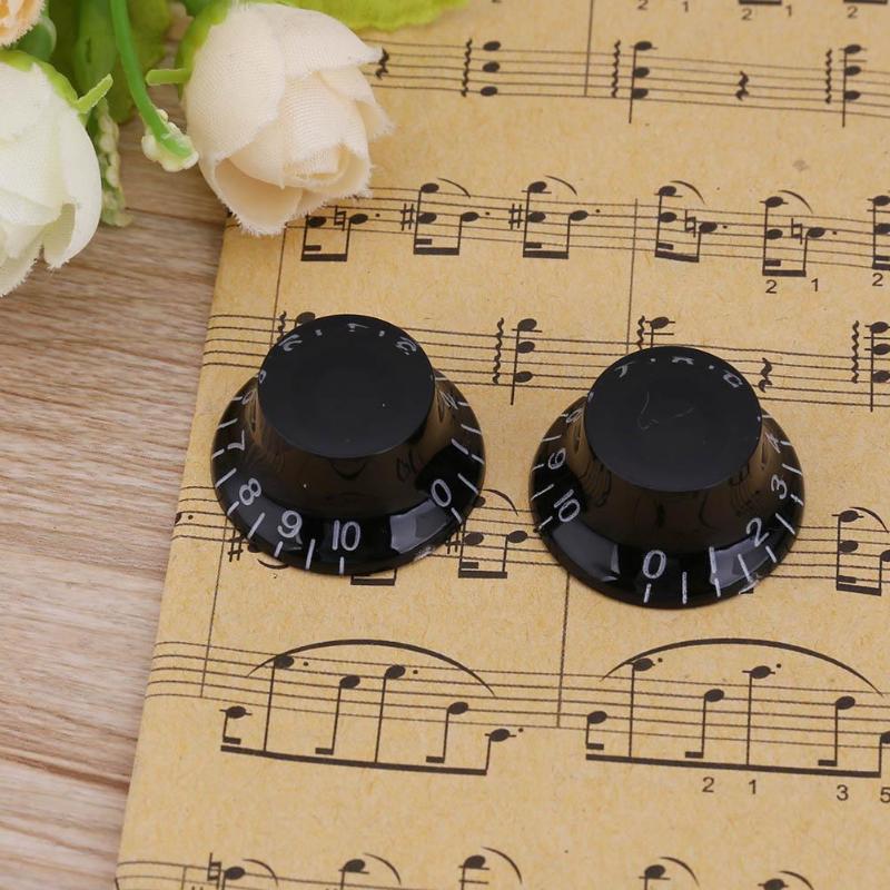 4pcs Transparent Acrylic Electric Guitar Bass Volume Knob Potentiometer Cap Guitar Parts & Accessories 17/26mm Black-ebowsos