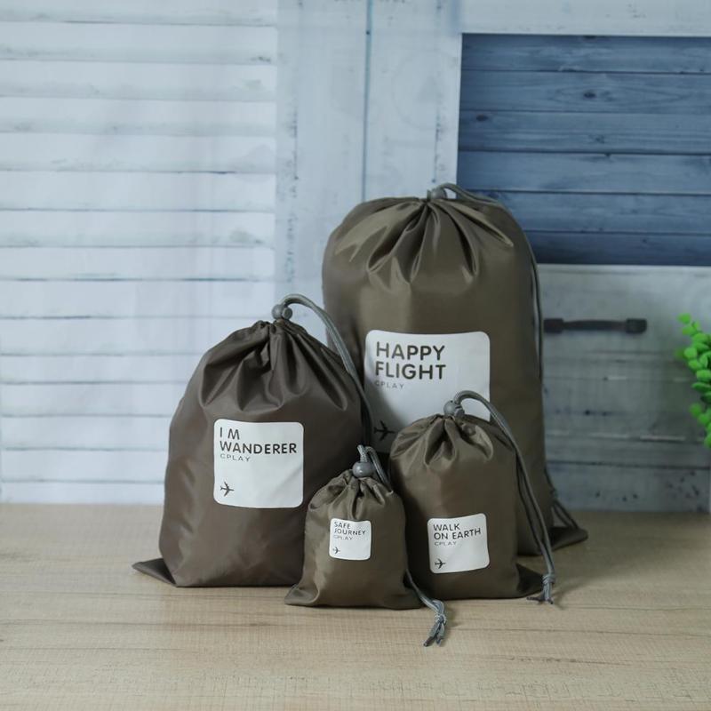 4pcs Waterproof Travel Drawstring Dry Storage Bag Shoe Laundry Makeup Pouch - ebowsos