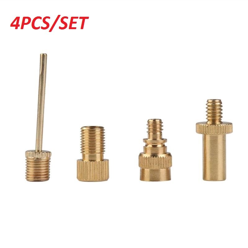 4pcs/lot Bicycle Basketball Pneumatic Needle Converter Schrader Presta Valve Ventil Adapter Set Bicycle Pump Tube-ebowsos