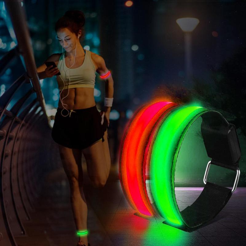 4pcs/lot Durable Nylon Armbands Classic Delicate Texture Solid Night Safety Reflective LED Luminous Glowing Wristband-ebowsos